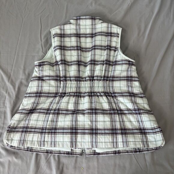 J.JILL Light Blue Plaid Flannel Fleece Lined Puffer Vest Size XL - Women's - Picture 8 of 8